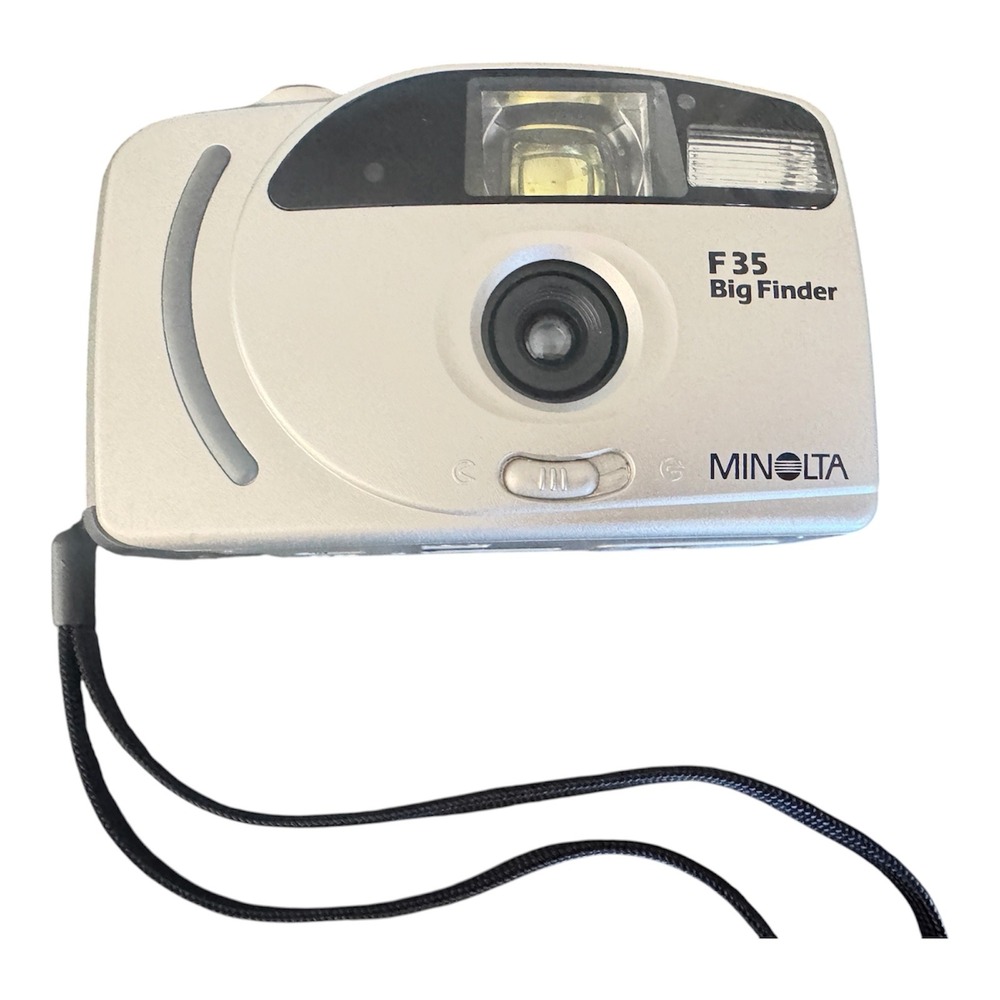 MINOLTA F35 Big Finder 35mm Film Camera Silver Autoflash-NOT TESTED
